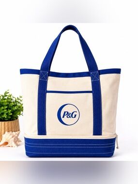 P&G Insulated Canvas Cooler Tote Beach Picnic Grocery‎ Bag